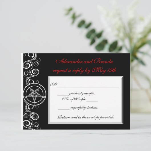 Custom Satanic Wedding Response Cards RSVP (Staand voorkant)