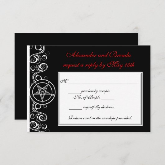 Custom Satanic Wedding Response Cards RSVP (Voorkant / Achterkant)