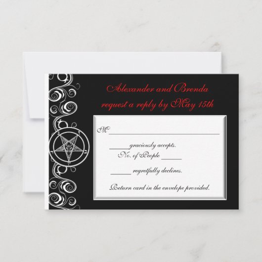 Custom Satanic Wedding Response Cards RSVP Kaartje (Voorkant)