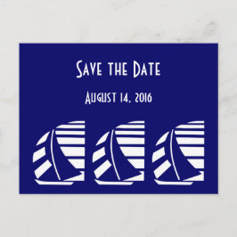Custom Save the Date Blauw Wit Zeilboten Briefkaar Aankondigingskaart
