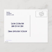 Custom Save the Date Blauw Wit Zeilboten Briefkaar Aankondigingskaart (Achterkant)