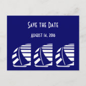 Custom Save the Date Blauw Wit Zeilboten Briefkaar Aankondigingskaart (Voorkant)