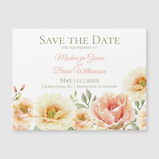 Custom Save The Date Magnet - Waterverf Flowers (Voorkant)