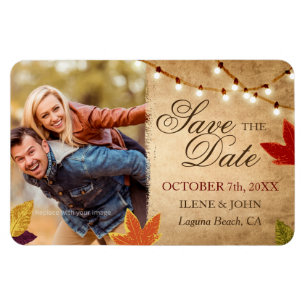Custom Save the Date Magneten Herfst Bruiloft