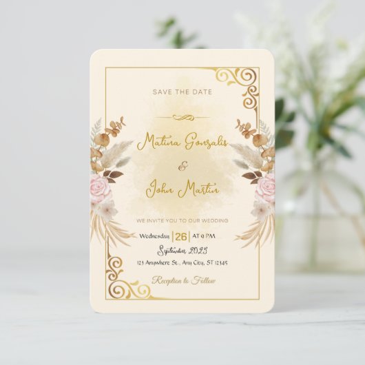 Custom Save the Date Wedding Invitation with QR (Staand voorkant)