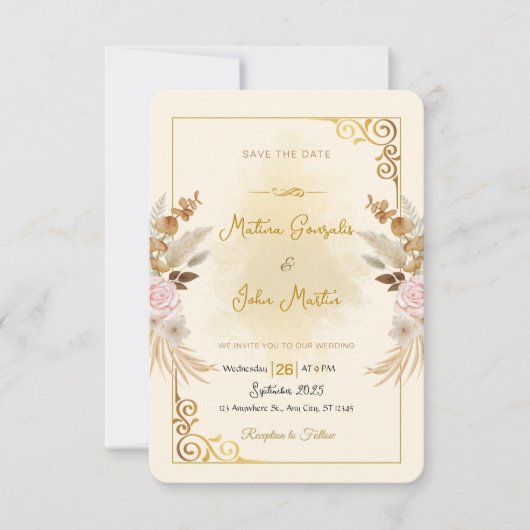 Custom Save the Date Wedding Invitation with QR (Voorkant)