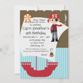 Custom Savvy Pirate Birthday Party Kaart