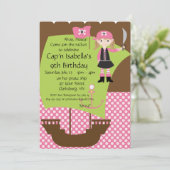 Custom Savvy Pirate Girl Birthday Party Kaart (Staand voorkant)