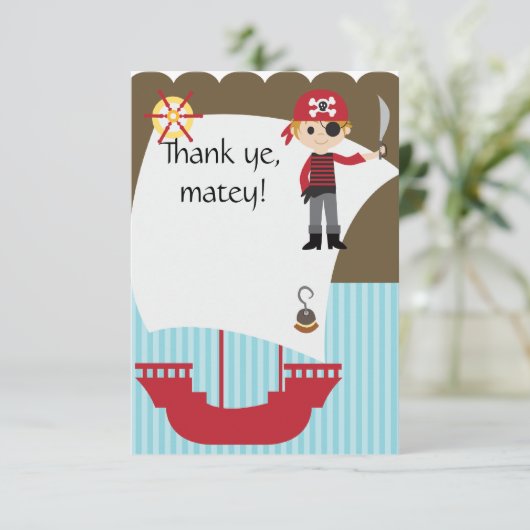 Custom Savvy Pirate Hartelijk dank Bedankkaart (Staand voorkant)