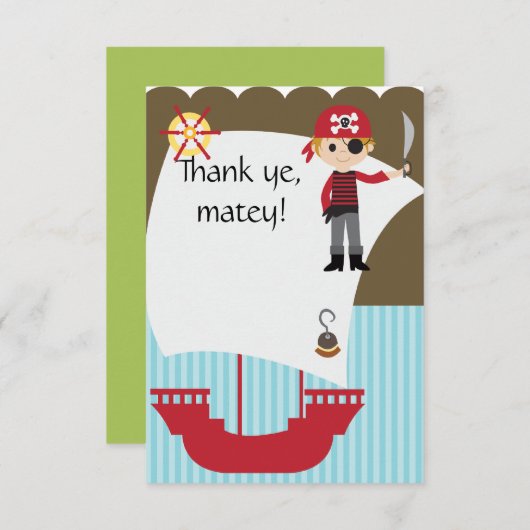 Custom Savvy Pirate Hartelijk dank Bedankkaart (Voorkant / Achterkant)