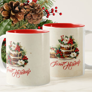 Custom Scandi Winter Foliage Waterverf Kerst Tweekleurige Koffiemok