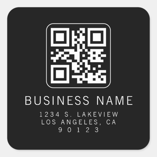 Custom Scannable QR Code | Modern Return Address Vierkante Sticker (Voorkant)
