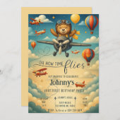 Custom schattig Vliegtuig eerste Verjaardag jongen Kaart (Voorkant / Achterkant)