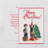 Custom Schattige Duits Herder Met Meisje Xmas Kaar Bedankkaart (Voorkant / Achterkant)