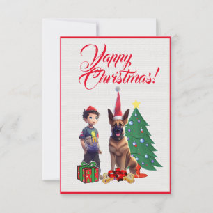 Custom Schattige Duits Herder Met Meisje Xmas Kaar Bedankkaart