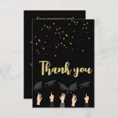 Custom Schattige Elegant Modern Zwart & Goud Afstu Bedankkaart (Voorkant / Achterkant)