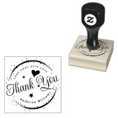 CUSTOM | SCHATTIGE HART ELEGANT DANK U RONDE RUBBE RUBBERSTEMPEL (Gestempeld)