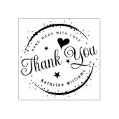 CUSTOM | SCHATTIGE HART ELEGANT DANK U RONDE RUBBE RUBBERSTEMPEL (Afrduk)