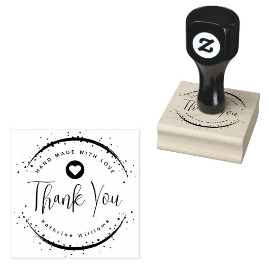 CUSTOM | SCHATTIGE HART ELEGANT DANK U RUBBER STEM RUBBERSTEMPEL (Gestempeld)