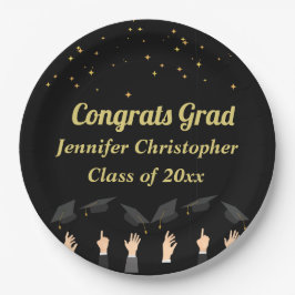 Custom Schattige modern Classic Zwart & Goud Afstu Papieren Bordje