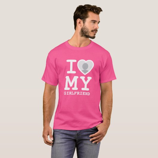 Custom Schattige Roze Ik hou van mijn vriendin fot T-shirt (Voorkant volledig)
