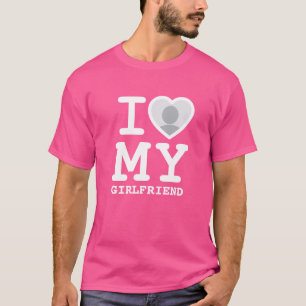 Custom Schattige Roze Ik hou van mijn vriendin fot T-shirt