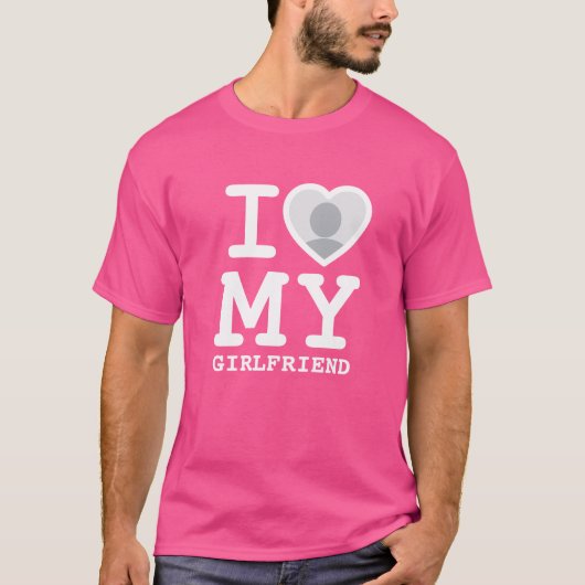 Custom Schattige Roze Ik hou van mijn vriendin fot T-shirt (Voorkant)