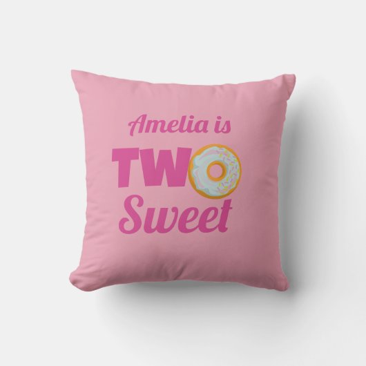 Custom Schattige twee lieve Donut 2e verjaardag me Kussen (Voorkant)