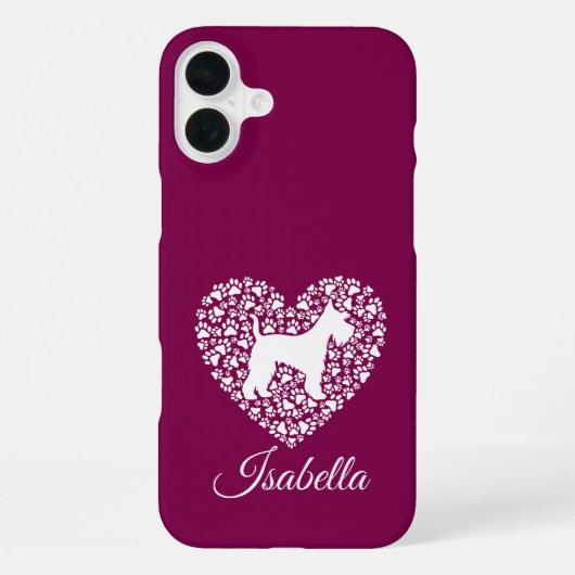 Custom Schnauzer Heart Paws Print - Dog Lover iPhone Hoesje (Achterkant)