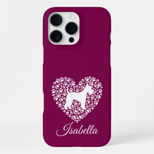 Custom Schnauzer Heart Paws Print - Dog Lover iPhone Hoesje (Achterkant)