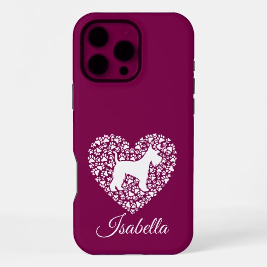 Custom Schnauzer Heart Paws Print - Dog Lover iPhone Hoesje (Achterkant)