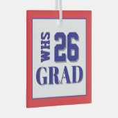 Custom School Afstudeerder '26 Glas Ornament (Voorkant Rechts)
