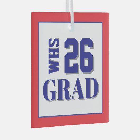 Custom School Afstudeerder '26 Glas Ornament (Voorkant Rechts)