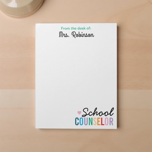 Custom School Counselor Kantoor Personeelswaarderi Notitieblok