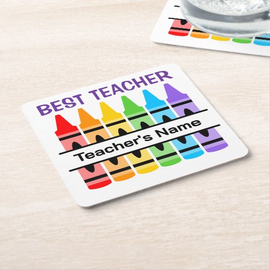 Custom School Graphic, Personaliseer Leraar Gift Kartonnen Onderzetters (Schuin)