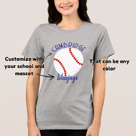 Custom school mascotte grunge honkbal hart naad Tri-Blend shirt
