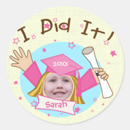 Custom School Meisje's Afstudeerder Afstuderen Sti Ronde Sticker