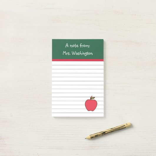 Custom School Teacher's Apple Post Het Notities Gi Post-it® Notes (Op bureau)