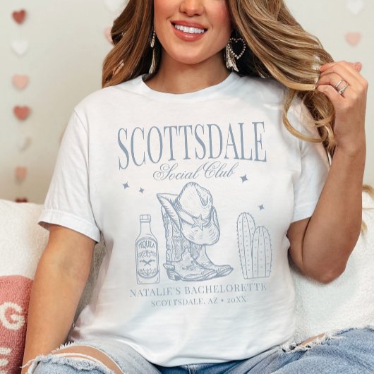 Custom Scottsdale Bachelorette Party Social Club T-shirt