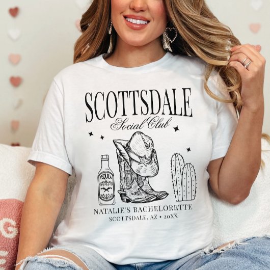 Custom Scottsdale Bachelorette Party Social Club T-shirt
