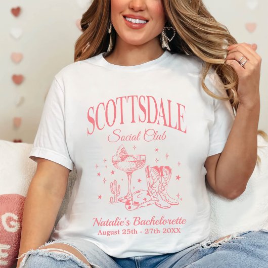 Custom Scottsdale Bachelorette Party Social Club T-shirt