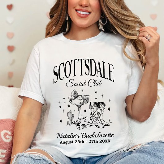 Custom Scottsdale Bachelorette Party Social Club T-shirt