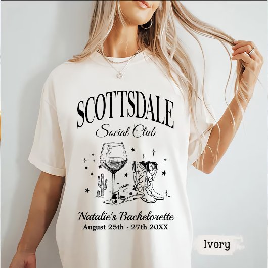 Custom Scottsdale Bachelorette Party Social Club T-shirt