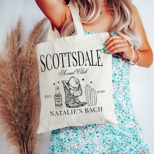 Custom Scottsdale Bachelorette Party Social Club Tote Bag