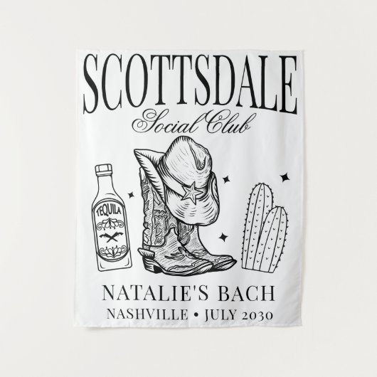 Custom Scottsdale Bachelorette Party Social Club Wandkleed (Voorkant)