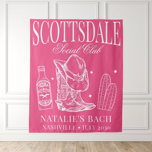 Custom Scottsdale Bachelorette Party Social Club Wandkleed