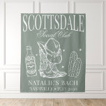 Custom Scottsdale Bachelorette Party Social Club Wandkleed<br><div class="desc">Verhoog je Scottsdale vrijgezellenfeestbeleving met onze Custom Scottsdale Bachelorette Party Social Club Tapestry, de belichaming van gepersonaliseerde luxe en westerne cowgirl chic. Dit wandtapijt vormt het decor voor een onvergetelijke viering gevuld met retro charme en moderne elegantie. Dompel jezelf onder in de ambiance van "Scottsdale Before the Veil" met dit...</div>