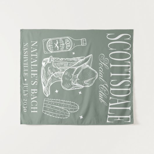 Custom Scottsdale Bachelorette Party Social Club Wandkleed (Voorkant (horizontaal))