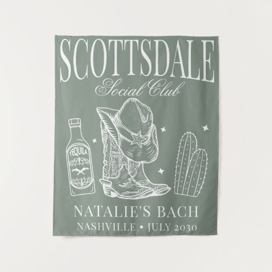Custom Scottsdale Bachelorette Party Social Club Wandkleed (Voorkant)