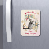 Custom Script Cat Waterverf Nieuwjaar Kerst Magneet